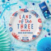 Land van de Drie 4e van juli 3e Verjaardagsfeest Papieren Bordje (Feest)