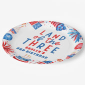 Land van de Drie 4e van juli 3e Verjaardagsfeest Papieren Bordje (Gekanteld)