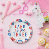 Land van de Drie 4e van juli 3e Verjaardagsfeest Papieren Bordje (Feest)