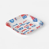 Land van de Drie 4e van juli 3e Verjaardagsfeest Papieren Bordje (Gebogen)