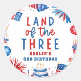 Land van de Drie 4e van juli 3e Verjaardagsfeest Ronde Sticker