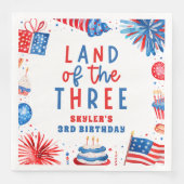 Land van de Drie 4e van juli 3e Verjaardagsfeest Servet (Voorkant)