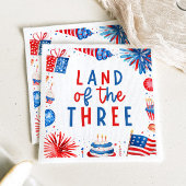 Land van de Drie 4e van juli 3e Verjaardagsfeest Servet