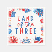 Land van de Drie 4e van juli 3e Verjaardagsfeest Servet (Voorkant)