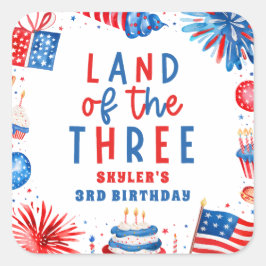 Land van de Drie 4e van juli 3e Verjaardagsfeest Vierkante Sticker