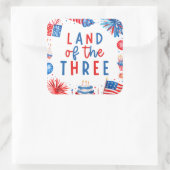 Land van de Drie 4e van juli 3e Verjaardagsfeest Vierkante Sticker (Tas)