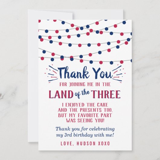 Land van de drie van 3 juli verjaardag bedankkaart (Voorkant)