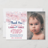 Land van de drie van 3 juli verjaardag foto bedankkaart (Voorkant)