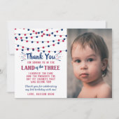 Land van de drie van 3 juli verjaardag foto bedankkaart (Voorkant)