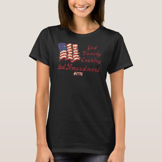 Land van de familie God 2e wijziging Amerikaanse v T-shirt (Voorkant)