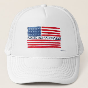 Land van de Free Trucker Hat - USA Flag Pet