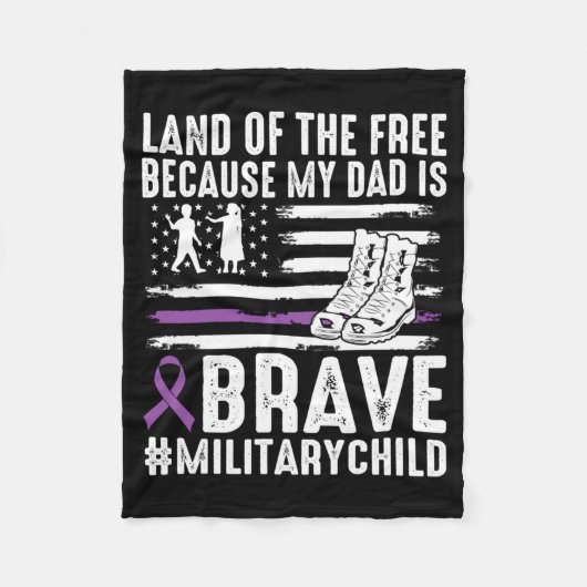 Land Van De Omdat Papa Dapper Trots Militair Kind Fleece Deken (Voorkant)
