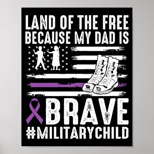 Land Van de Omdat Papa Dapper Trots Militair Kind Poster (Voorkant)