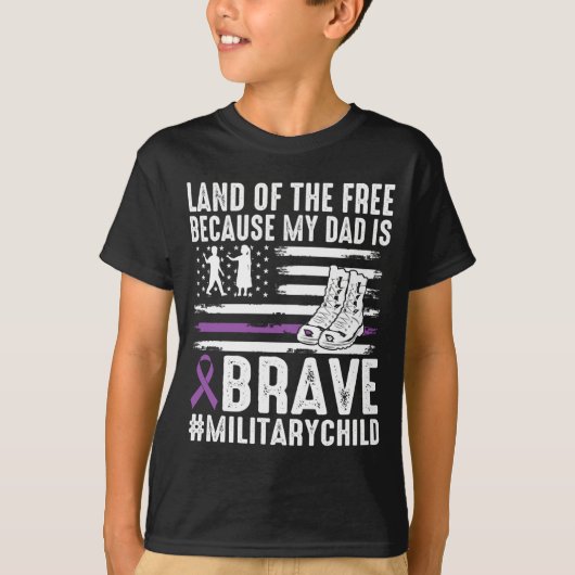 Land Van de Omdat Papa Dapper Trots Militair Kind T-shirt (Voorkant)