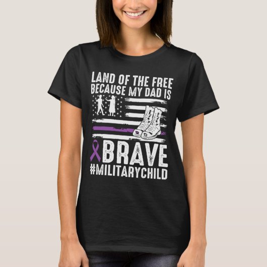 Land Van de Omdat Papa Dapper Trots Militair Kind T-shirt (Voorkant)
