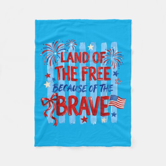 Land Van De Omdat Van De Dappere Patriottische VS Fleece Deken (Voorkant)