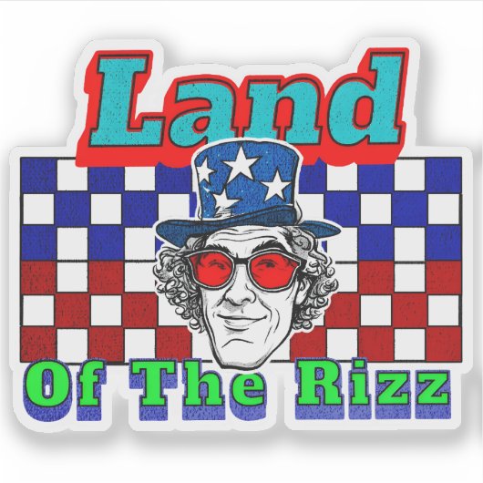 Land van de Rizz 4 juli Sticker (Voorkant)