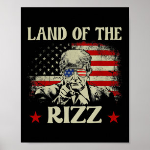 Land Van De Rizz Grappig Patriottisch Trump 4 Juli Poster