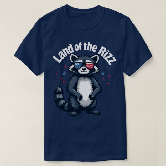 land van de rizz Trump Raccoon 4 juli Satire T-shirt (Design voorkant)