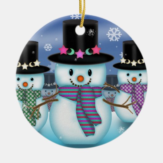 Land van de Snowmen Cute Kerstversiering Keramisch Ornament (Voorkant)