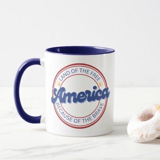 Land van de Vrij Vanwege het Dappere Amerika Mok (Met donut)