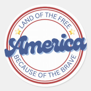 Land van de Vrij Vanwege het Dappere Amerika Ronde Sticker