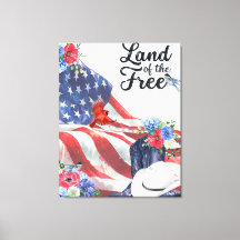 Land van de vrije aquarel vlag/Hoed/Laarzen/Bloeme