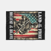 Land van de Vrije Dappere Militaire Veteranen Dag  Fleece Deken (Voorkant (Horizontaal))