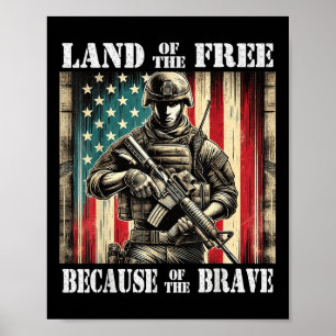 Land van de Vrije Dappere Militaire Veteranen Dag Poster