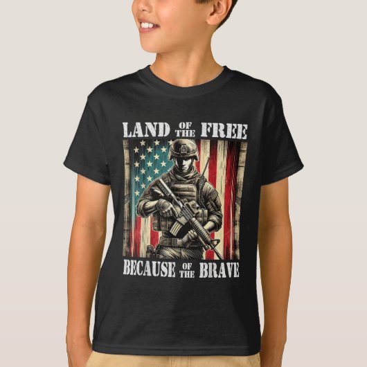 Land van de Vrije Dappere Militaire Veteranen Dag  T-shirt (Voorkant)