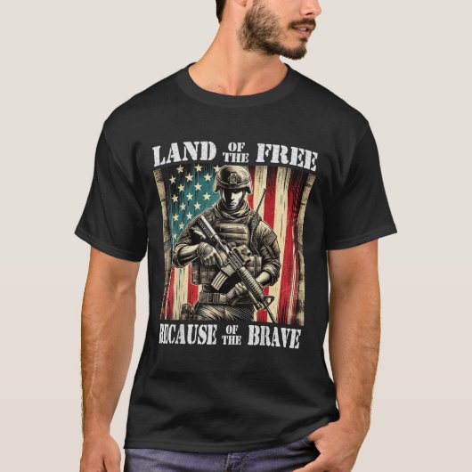 Land van de Vrije Dappere Militaire Veteranen Dag  T-shirt (Voorkant)