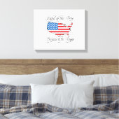 Land van de Vrije vanwege de Brave Patriotic US Canvas Afdruk (Insitu (Slaapkamer))
