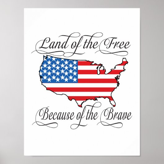 Land van de Vrije vanwege de Brave Patriotic US Poster (Voorkant)