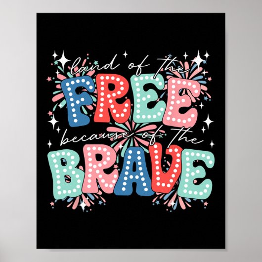 Land van de vrije vanwege de dappere retro 4e van poster (Voorkant)
