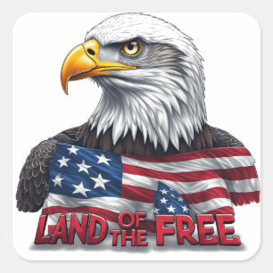 Land van de Vrijen, Amerikaanse Vlag Patriotisch Vierkante Sticker