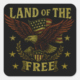 Land van de Vrijen - Klassieke Amerikaanse Vrijhei Vierkante Sticker