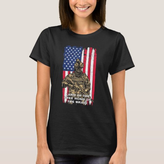 Land Van De Vrijen Thuis Van De Dapperen 4e Juli T-shirt (Voorkant)