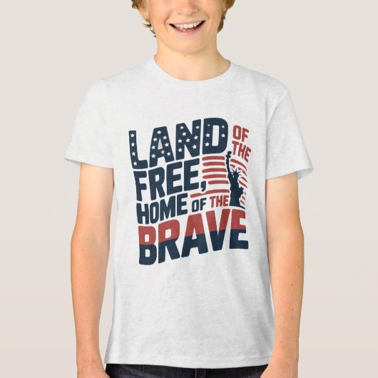 Land van de Vrijheid, Thuis van de Dappere – 4 jul Tri-Blend Shirt (Voorkant)