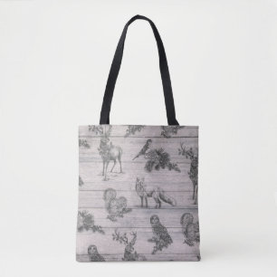 Land van dierlijk hout, bijtende wintercanvas tas