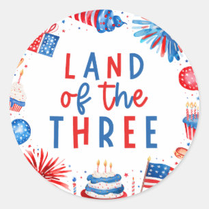 Land Van Drie 4 juli 3de Verjaardagsfeestje Ronde Sticker