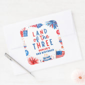 Land Van Drie 4 juli 3de Verjaardagsfeestje Vierkante Sticker (Envelop)