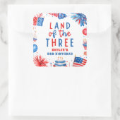 Land Van Drie 4 juli 3de Verjaardagsfeestje Vierkante Sticker (Tas)