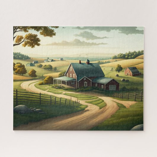 Land van het platteland, Rolling Hills, Boerderij Legpuzzel (Horizontaal)