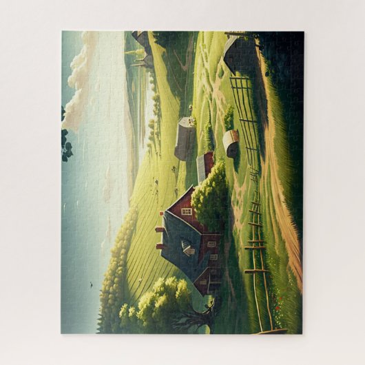 Land van het platteland, Rolling Hills, Boerderij  Legpuzzel (Verticaal)