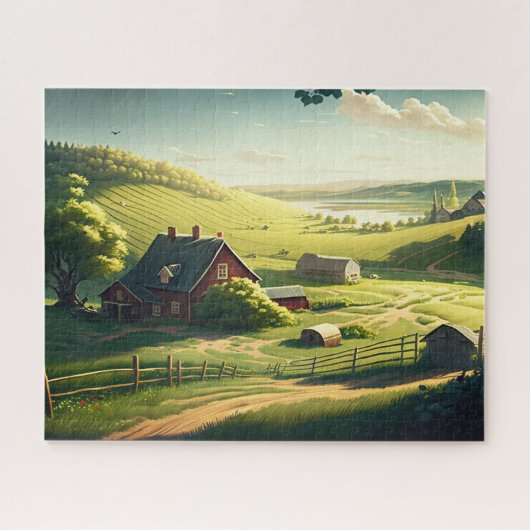Land van het platteland, Rolling Hills, Boerderij Legpuzzel (Horizontaal)
