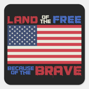 Land van het vrije Patriottische VSA op 4 juli Vierkante Sticker