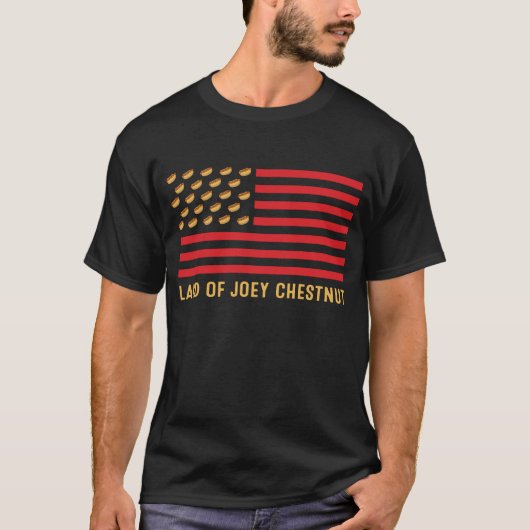 Land van Joey Chestnut Hot Dogs American Flag T-shirt (Voorkant)