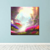 Land van Licht en Paddestoelen Wandkunst Canvas Afdruk (Insitu (Houten vloer))