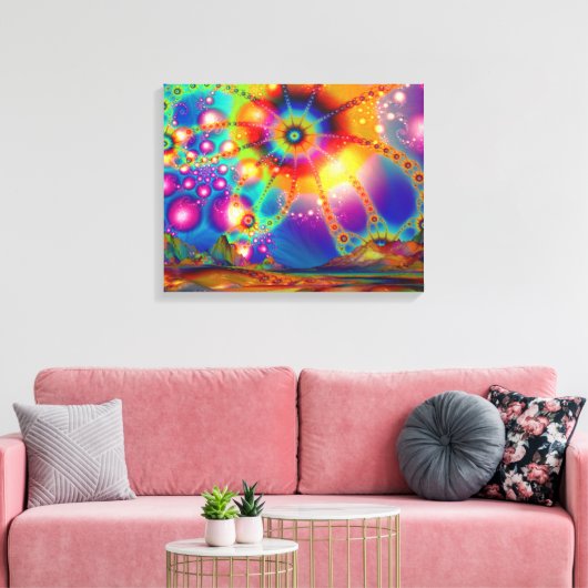 Land van psychedelische verlichting canvas afdruk (Insitu (Woonkamer))
