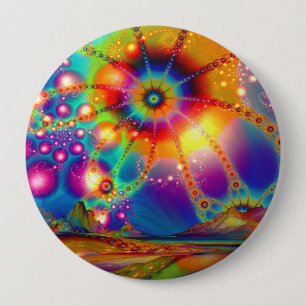 Land van psychedelische verlichting ronde button 4,0 cm